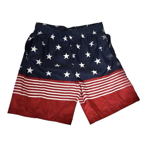 Open Trails Swim Trunks American Flag USA Patriotic Swimsuit Shorts NWOT - Picture 1 of 9